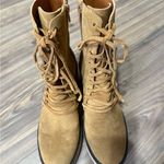 Source Unknown Tan Suede Lace-Up Ankle Boots Photo 3