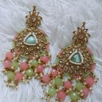 Light Green and pink Earrings (jhumka) Multiple Photo 3