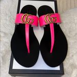 Gucci  Women's Neon Pink and Black GG Sandals Photo 2