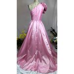 Mac Duggal  One Shoulder Large Bow Pleated Gown Ice Pink 2 Photo 8
