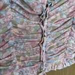 Willow Floral Crop Top w/ Short Puff Sleeves Ruffled Sweetheart Neckline NWT Md Pink Size M Photo 3