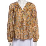 Warm NY Cotton Floral Print Long Sleeve Boho Peasant Blouse Top Size S Orange Photo 1