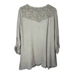 Ali Miles Womens Boho Tunic Top Size Large Beige 3/4 Sleeve Lace Knit Pockets Tan Photo 6