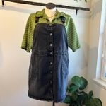 Modcloth  Black Wash Cotton Denim Button Front Overalls Skirt Size 1X Photo 11