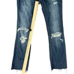 Free People  Dark Wash Raw Hem Distressed Low Rise Denim Straight Ankle Jeans 26 Photo 4