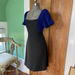 Anthropologie Moulinette Soeurs Bolero Blue/Black Puff Sleeve Silk Dress Sz 10 Photo 6