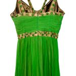 NWT Mandalay Dark Lime Green Gold Silk Beaded Maxi Evening Gown Dress Womens 10 Photo 6
