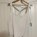 Athleta  Horizon Tank Top 3X White Ribbed Nylon Spandex Blend Criss Cross Straps Photo 0