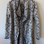 Anthropologie Luii Black, Brown, & Cream Diamond Pattern Lurex Sweater Wrap Coat Black Photo 0