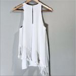 Elizabeth and James Size Medium White Fringe Sleeveless Blouse tank top Silk Photo 6