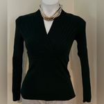 INC Evergreen V Neck Crossover Fitted Ribbed Subtle Pull Over Sweater Sz M Green Size M Photo 3