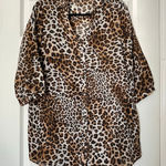 Zara Basic Sheer Leopard Print Button Photo 0