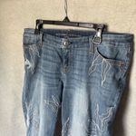 Chico's Chico’s The So Slimming Girlfriend Jeans Blue Floral Embroidered Boho Casual Photo 2