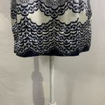 CAbi Silk Chantilly Lace Black White Silver Blouse Top Size Small Photo 2