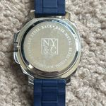 NY&Co women’s vintage silver/navy blue adjustable crystal‎ rubber watch one size Photo 6