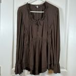 Boston Proper  Brown Peasant Ruched Layered Blouse Size Med EUC #5624 Photo 1