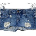 Mossimo Supply Co . Denim Jean Blue Shorts Cutoff Raw Hem Distressed Juniors 3 Photo 0