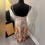 Amalie Floral Print Linen Blend Tea Length Dress Resort Wear Size 6 Orange Photo 3