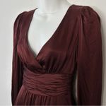 ARITZIA WILFRED Mini Dress Womens Size 0 Drop Waist Satin Fairy Coquette Holiday Brown Photo 3
