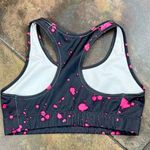 Nike Dri-FIT Black Neon Pink Splatter Racerback Sports Bra Swoosh Photo 5