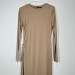 VERO MODA Phine Long Sleeve Rib Jersey Dress Light Brown Comfort Casual Travel Photo 2