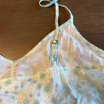 Abound  Womens Large Tank Top Ruffle Sleeveless‎ Blue Green Floral  Casual Top Photo 10