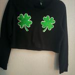 Wild Fable Black V-Neck Sweater with Green Shamrock Photo 0