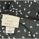 A New Day Blouse Top Black White Micro Floral Size L Large Long Sleeve Photo 3