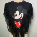 ZARA  Black Ruffles Mickey Mouse Top size S Photo 0