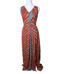 Young Fabulous and Broke YFB Sleeveless Rust Orange & Blue Maxi Dress Med Tie Dye Photo 1