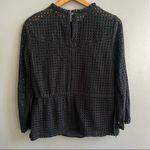 J.Crew Point Sur Black Eyelet Lace Top Long Sleeve Cinch Tie Waist 2 Photo 3