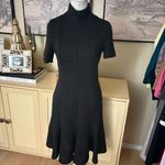 Akris Punto  Ribbed Short Sleeve Dress Black Turtleneck Size 6 Photo 1