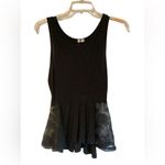 Frenchi Black Sleeveless Top With Flowy Lace Trim. VERY FLATTERING ON! Size XS Photo 5