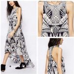 Free People  La Mar Maxi Dress Long Flowy Batik Print Black & Cream Size Small Photo 11