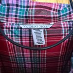 Victoria's Secret  Red and Green Plaid Button-Down Shirt small pajama top cozy Photo 3