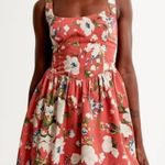 Abercrombie & Fitch Mini Dress Small Red Floral Corset Drop Waist Cottagecore Photo 0
