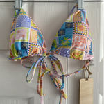 Cabana Del Sol  Large Triangle Bikini Top‎ NEW Patchwork Vacation Sun Reversible Photo 0