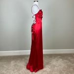 Blondie Nites  Satin Backless Lace Up Long Column Gown Red Size 17 Formal Dress Photo 3