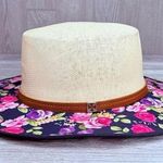 EMG sombrero hat woven floral fabric beach hat cute summer accessory hat sun hat Blue Photo 0