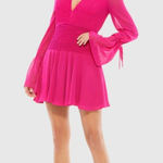 Mac Duggal Ieena for   Pink Pleated Bell Sleeve Chiffon Mini Dress. Size 0. H Photo 0