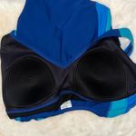 LAND'S END One Piece Sporty Swimsuit Blue w Stripes Women’s 16 P Petite Size 16P Photo 4