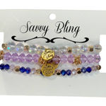 Savvy  Bling Bracelet Set Beaded Stacking Bracelets Purple Blue Gold‎ Iridescent Photo 0
