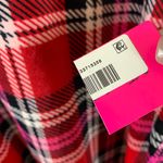 Betsey Johnson  Red Pink Plaid Fleece Velour Lounger Hoodie Dress Medium Photo 7