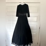 Mac Duggal Black Shimmering Pleated A-line 3/4 Sleeve Full Length Gown NWT Photo 3