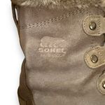 Sorel Joan Explorer Shearling Faux Fur Lace Up Gray Leather Booties Sz 9 Photo 4