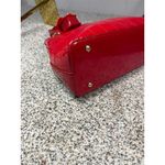 Women's Red Quilted Patent Leather Tote Bag Gold Chain Accent Photo 6