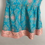 Anthropologie  Edme &‎ Esyllte Tank Top Turquoise Salmon Floral Sz 4 Empire Waist Photo 4