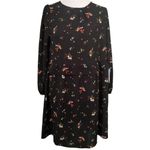 Good Luck Gem  Black Floral Long Sleeve Ruffle Short Dress, Size Small Photo 4