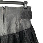 Chia Vintage Lace and Distressed Black Leather High waisted skirt size 6 Photo 6