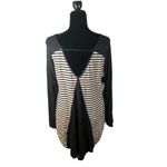 Pink Blush Maternity Beige Black Stripe Flowy Long Sleeve Blouse Size Large Photo 4